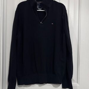 Tommy Hilfiger Men's Black quarterZip-Up Sweater